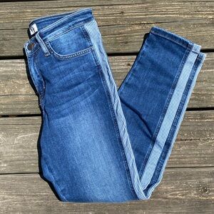 Flying Monkey blue jeans pinstripe accent stripe down leg size 26 stretch